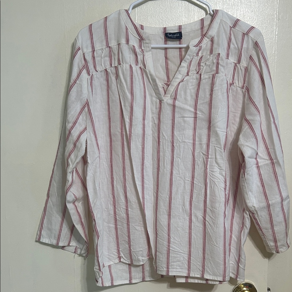 Splendid White and Red Striped Blouse